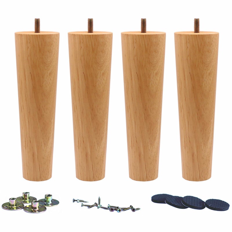 WEICHUAN Round Wooden Replacement Furniture Chair Ottoman Loveseat Coffee Table Cabinet Sofa Couch Legs 8 inch Heavy Duty (8" Straight Set of 4) - Image 1